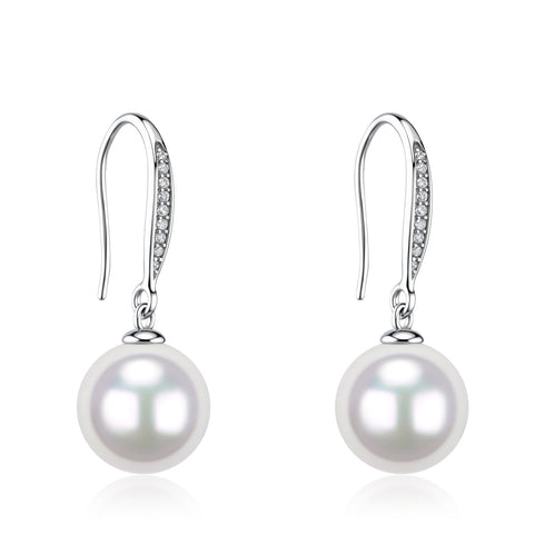 7-8mm White Akoya Pearl Hook Earrings